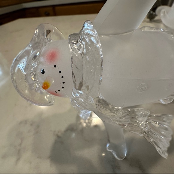 “Vintage Frosted Glass Skating Snowman Figurines – Set of 3, - Picture 7 of 16